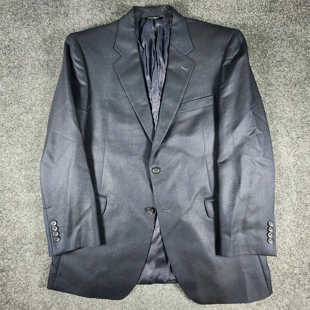 Jos A Banks Mens 43R Navy Blue Herringbone Sport Coat Blazer Silk & Camel‎ Hair